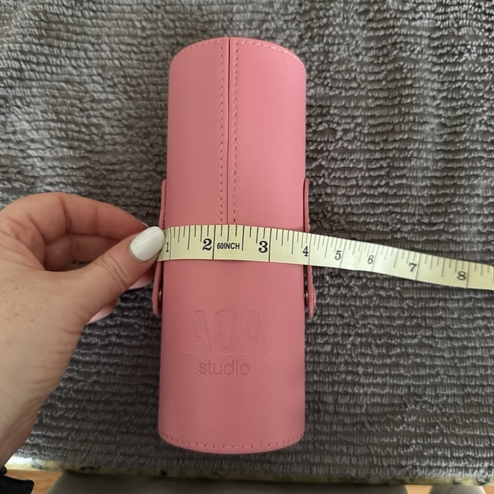 AOA Studio Pink Makeup Brush Vegan Leather Carrying Case Cylinder Holder Barbie - Picture 5 of 6